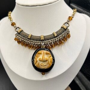 Vintage Blown Glass Face Motif Necklace